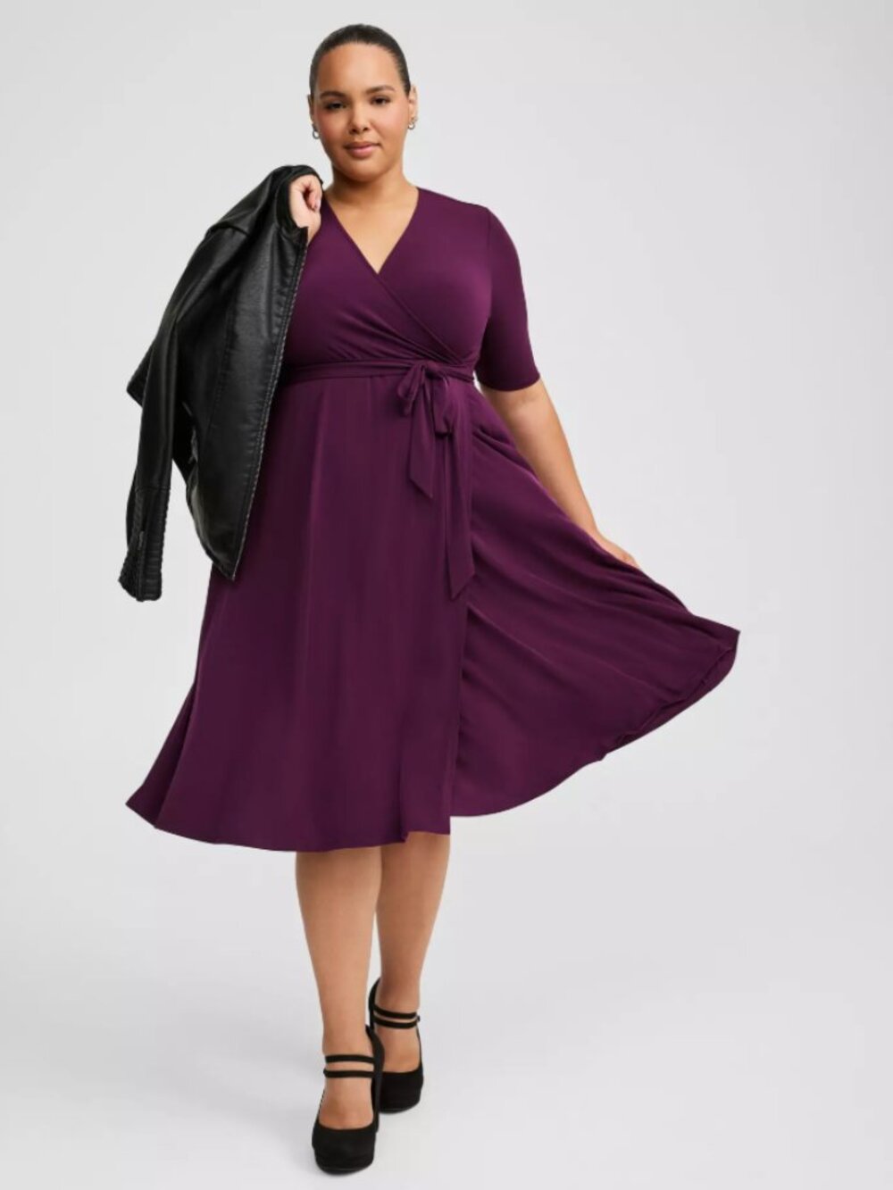 NWT Torrid 6X Midi Studio Knit Surplice Wrap Dress in Winter Bloom Stretch